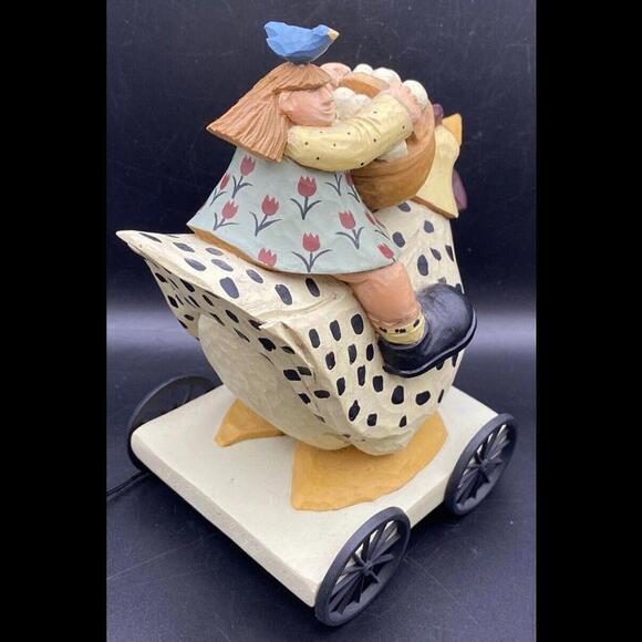 Williraye Studios Folk Art ~ 7" EGG HUNT Pull Toy (Girl on Chicken) ~  WW7502 - Picture 9 of 9